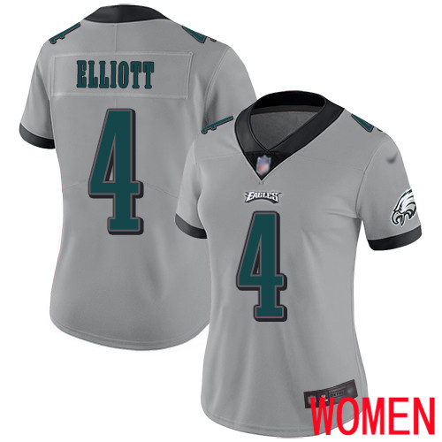 Women Philadelphia Eagles #4 Jake Elliott Limited Silver Inverted Legend NFL Jersey Football